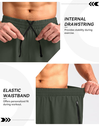 Men'S Workout Running Shorts Lightweight Gym Athletic Shorts for Men with Zipper Pockets