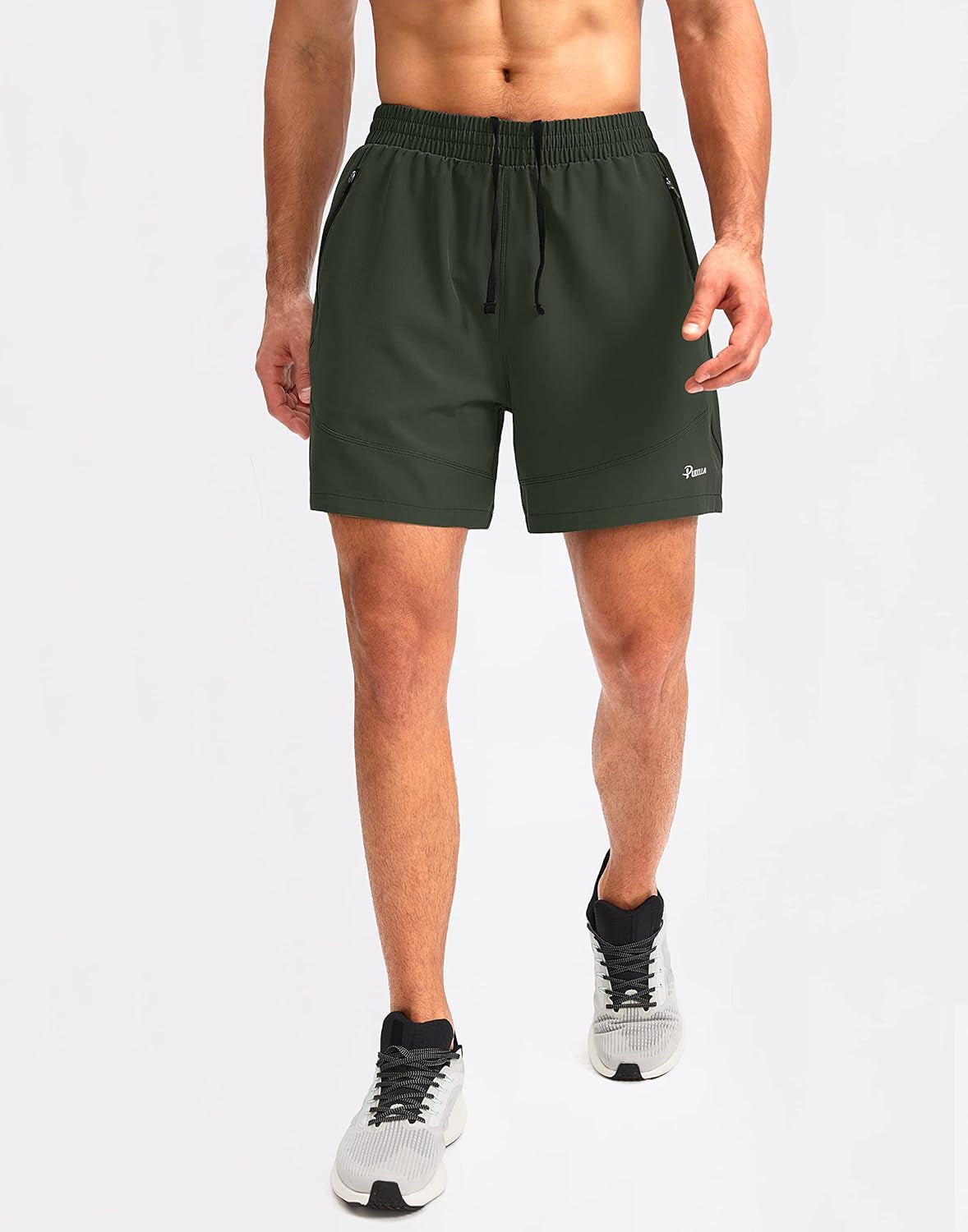 Men'S Workout Running Shorts Lightweight Gym Athletic Shorts for Men with Zipper Pockets
