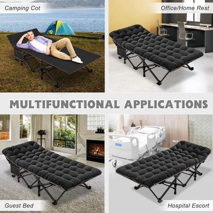 Slsy 2 Pack Oversized XXL Folding Bed Cot with 3.3 Inch 2 Sided Mattress, 32'' Wide 900Lb Loading Double-Layer 1200D Folding Camping Cots with Carry Bag, Portable Sleeping Cot Guest Bed