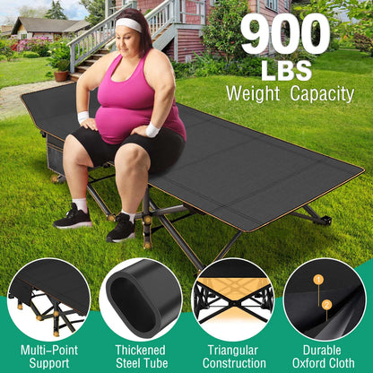 Slsy 2 Pack Oversized XXL Folding Bed Cot with 3.3 Inch 2 Sided Mattress, 32'' Wide 900Lb Loading Double-Layer 1200D Folding Camping Cots with Carry Bag, Portable Sleeping Cot Guest Bed
