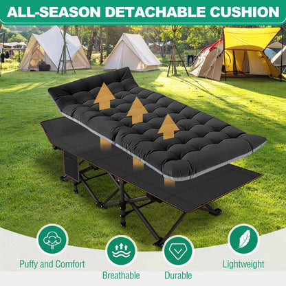 Slsy 2 Pack Oversized XXL Folding Bed Cot with 3.3 Inch 2 Sided Mattress, 32'' Wide 900Lb Loading Double-Layer 1200D Folding Camping Cots with Carry Bag, Portable Sleeping Cot Guest Bed