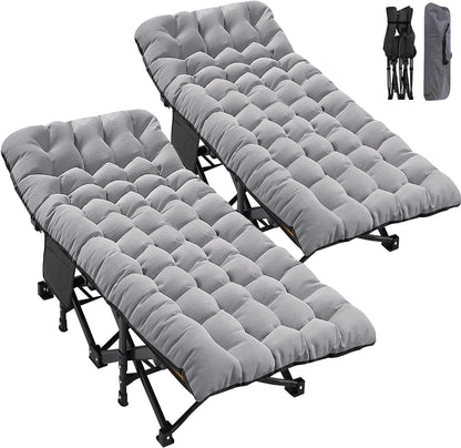 Slsy 2 Pack Oversized XXL Folding Bed Cot with 3.3 Inch 2 Sided Mattress, 32'' Wide 900Lb Loading Double-Layer 1200D Folding Camping Cots with Carry Bag, Portable Sleeping Cot Guest Bed