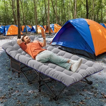 Slsy 2 Pack Oversized XXL Folding Bed Cot with 3.3 Inch 2 Sided Mattress, 32'' Wide 900Lb Loading Double-Layer 1200D Folding Camping Cots with Carry Bag, Portable Sleeping Cot Guest Bed