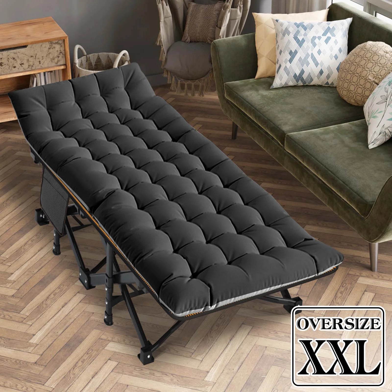 Slsy 2 Pack Oversized XXL Folding Bed Cot with 3.3 Inch 2 Sided Mattress, 32'' Wide 900Lb Loading Double-Layer 1200D Folding Camping Cots with Carry Bag, Portable Sleeping Cot Guest Bed