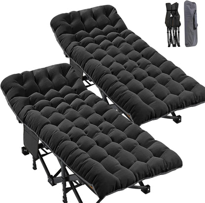 Slsy 2 Pack Oversized XXL Folding Bed Cot with 3.3 Inch 2 Sided Mattress, 32'' Wide 900Lb Loading Double-Layer 1200D Folding Camping Cots with Carry Bag, Portable Sleeping Cot Guest Bed
