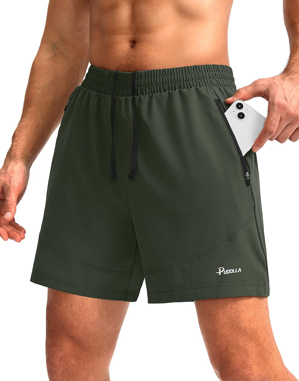 Men'S Workout Running Shorts Lightweight Gym Athletic Shorts for Men with Zipper Pockets