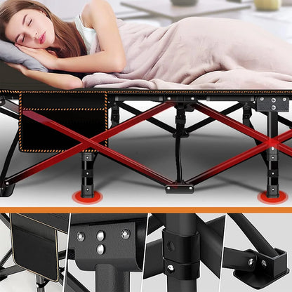 Slsy 2 Pack Oversized XXL Folding Bed Cot with 3.3 Inch 2 Sided Mattress, 32'' Wide 900Lb Loading Double-Layer 1200D Folding Camping Cots with Carry Bag, Portable Sleeping Cot Guest Bed
