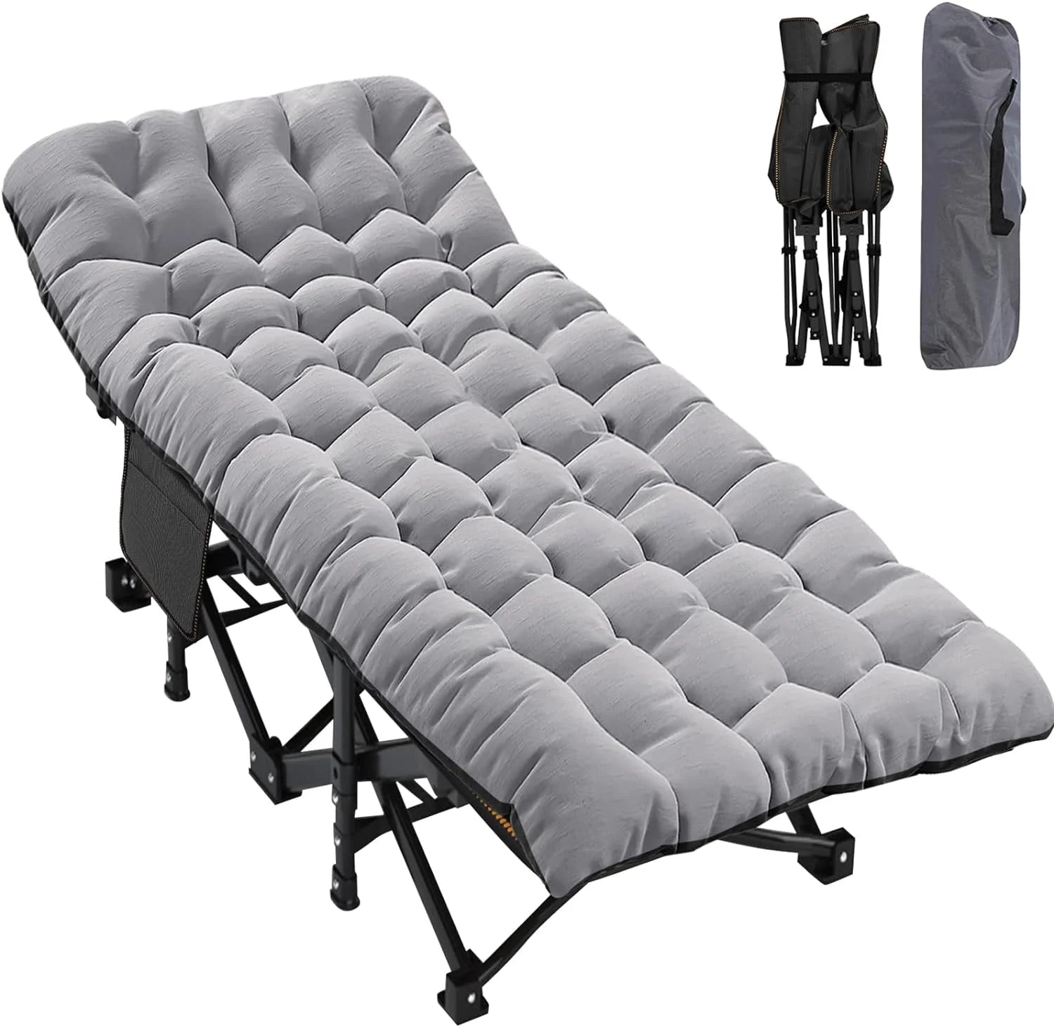 Slsy 2 Pack Oversized XXL Folding Bed Cot with 3.3 Inch 2 Sided Mattress, 32'' Wide 900Lb Loading Double-Layer 1200D Folding Camping Cots with Carry Bag, Portable Sleeping Cot Guest Bed