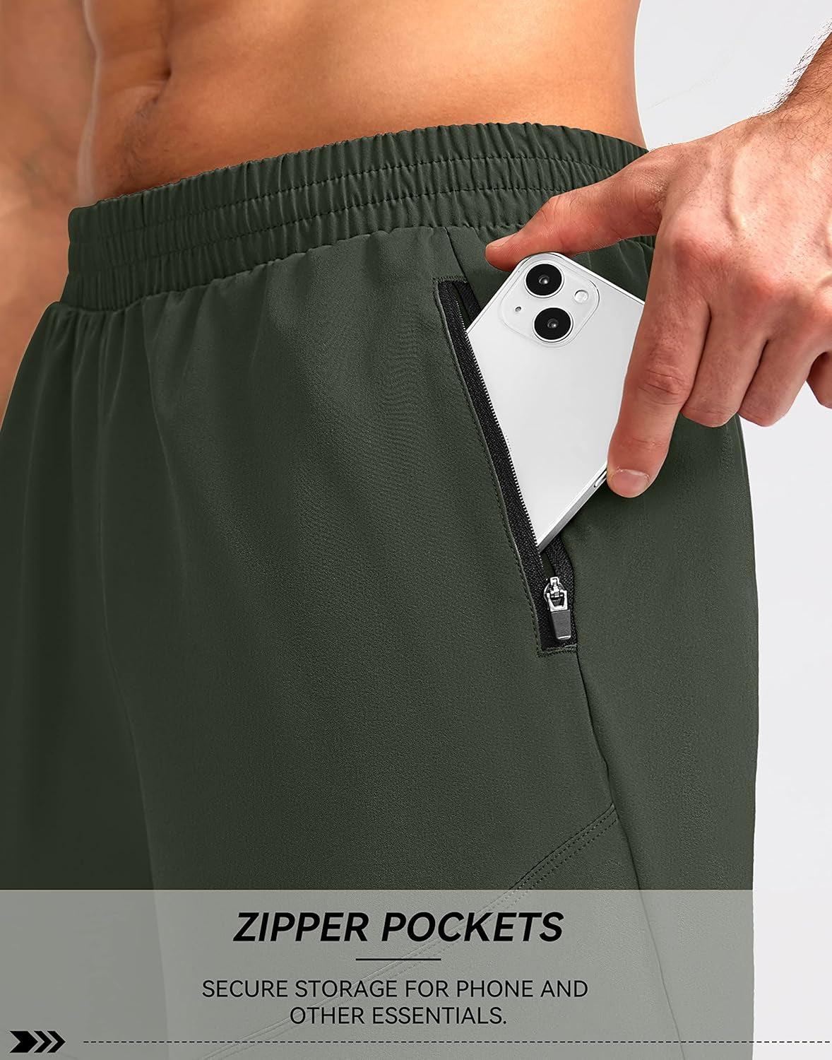Men'S Workout Running Shorts Lightweight Gym Athletic Shorts for Men with Zipper Pockets