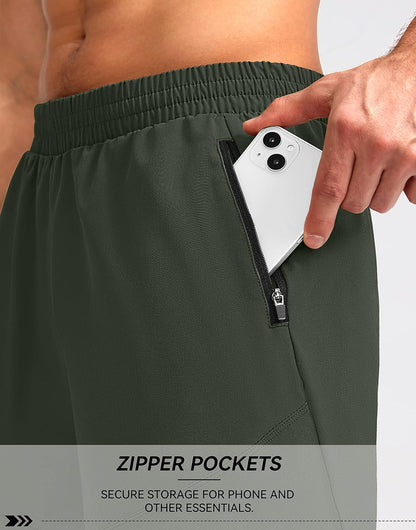 Men'S Workout Running Shorts Lightweight Gym Athletic Shorts for Men with Zipper Pockets