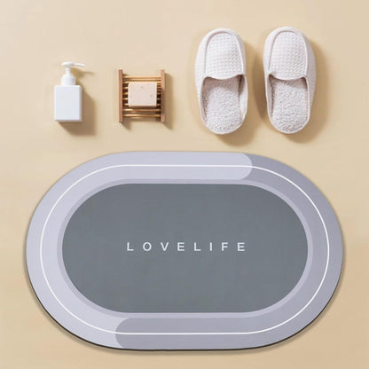 Rubber Bath Mats Quick-Drying Non-Slip Bathroom Mat Super Absorbent Bath Mat Instant Dry Bath Mat, Bathroom Rug in Front of the Kitchen Sink, Shower Room, Bathtub, Oval(Dark Grey+16.9X35.4In)
